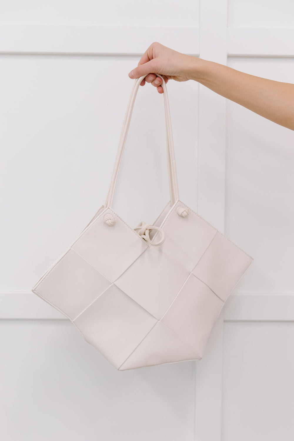 Woven Tote in White-Purses-Inspired by Justeen-Women's Clothing Boutique in Chicago, Illinois