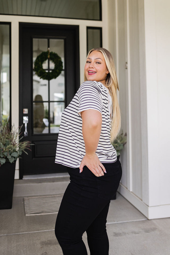 You're My Sweetheart Striped Top-Short Sleeve Tops-Inspired by Justeen-Women's Clothing Boutique