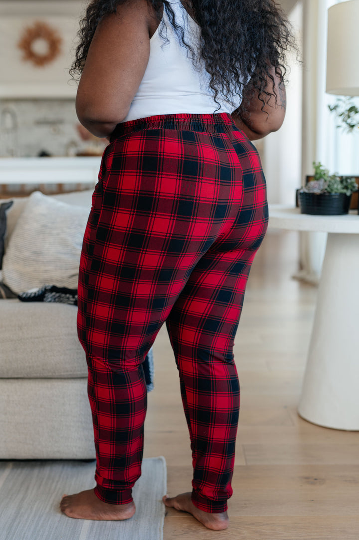 Your New Favorite Joggers in Red Plaid-Pants-Inspired by Justeen-Women's Clothing Boutique in Chicago, Illinois