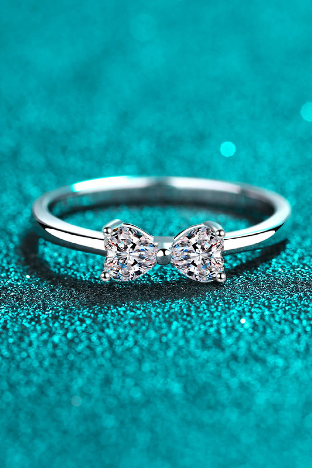 Moissanite Bow Rhodium-Plated Ring-Rings-Inspired by Justeen-Women's Clothing Boutique in Chicago, Illinois