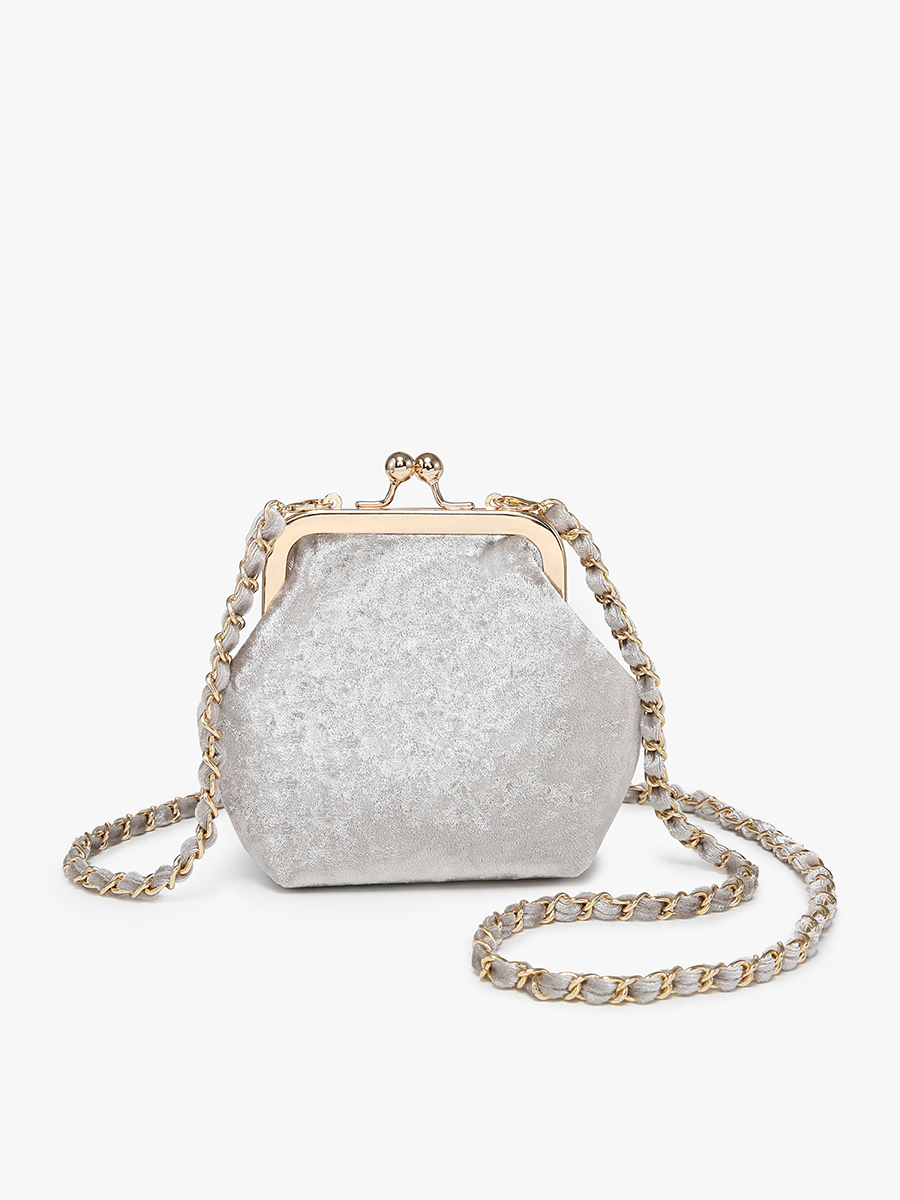 Cleo Coin Pouch Crossbody, Velvet White-Purses-Inspired by Justeen-Women's Clothing Boutique in Chicago, Illinois