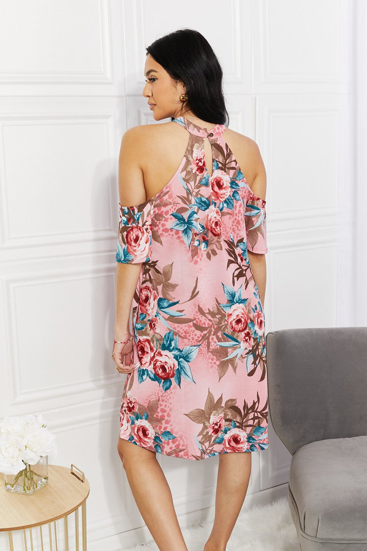Sew In Love Full Size Fresh-Cut Flowers Cold-Shoulder Dress-Dresses-Inspired by Justeen-Women's Clothing Boutique in Chicago, Illinois