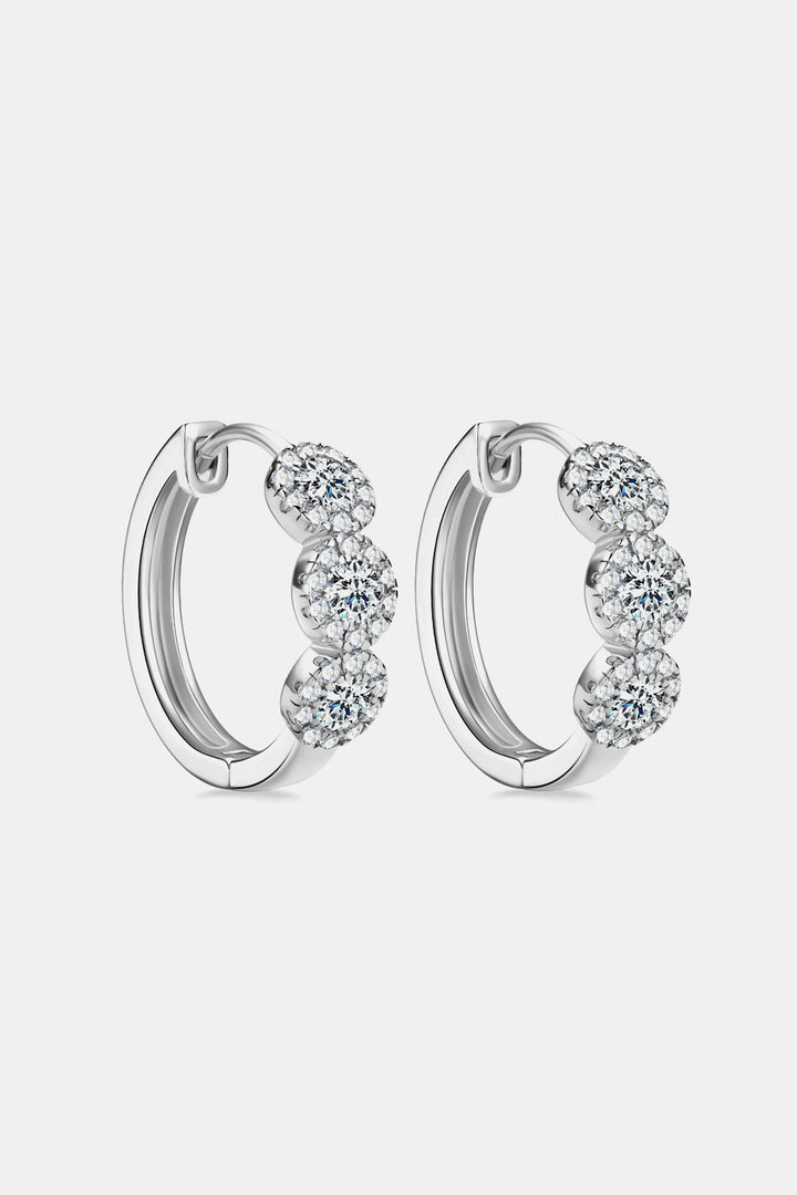 Moissanite 925 Sterling Silver Huggie Earrings-Earrings-Inspired by Justeen-Women's Clothing Boutique in Chicago, Illinois