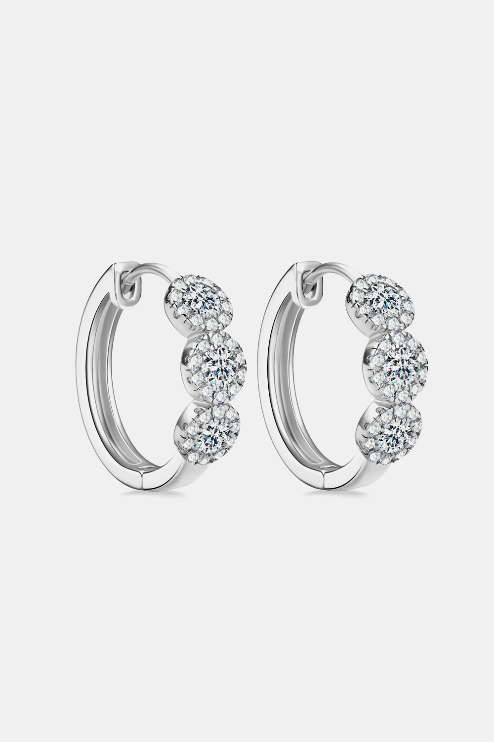 Moissanite 925 Sterling Silver Huggie Earrings-Earrings-Inspired by Justeen-Women's Clothing Boutique