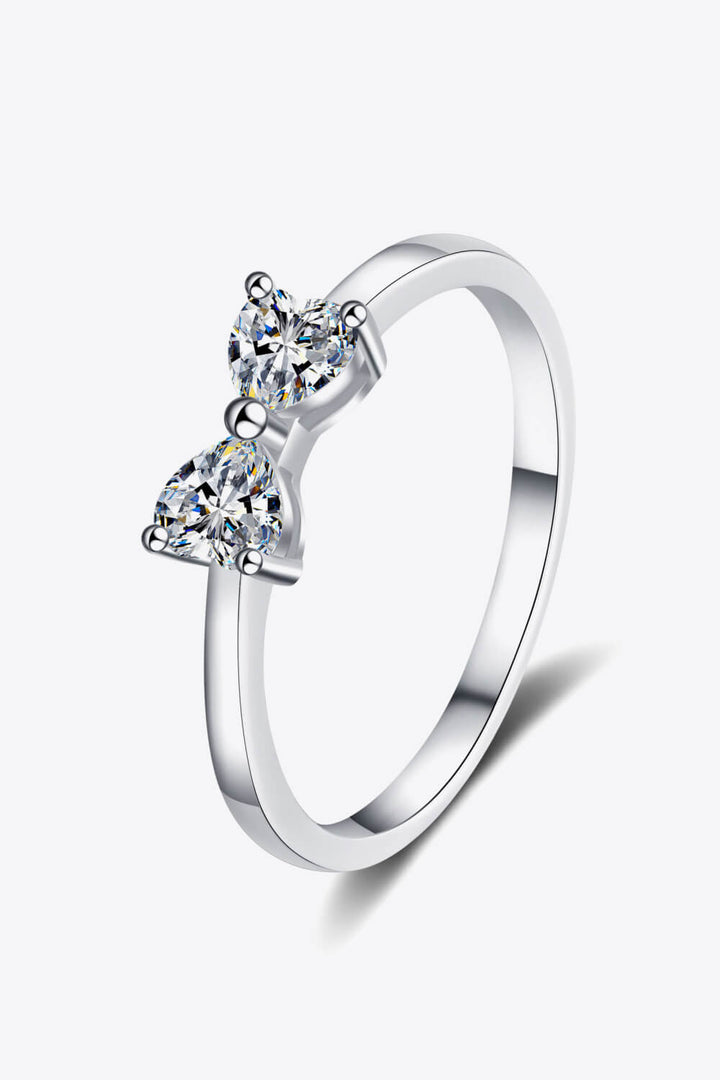 Moissanite Bow Rhodium-Plated Ring-Rings-Inspired by Justeen-Women's Clothing Boutique in Chicago, Illinois
