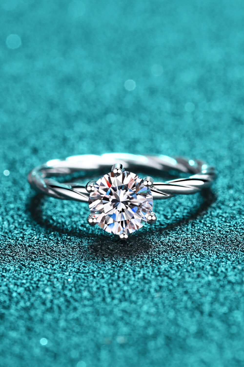 1 Carat Moissanite 6-Prong Twisted Ring-Rings-Inspired by Justeen-Women's Clothing Boutique in Chicago, Illinois