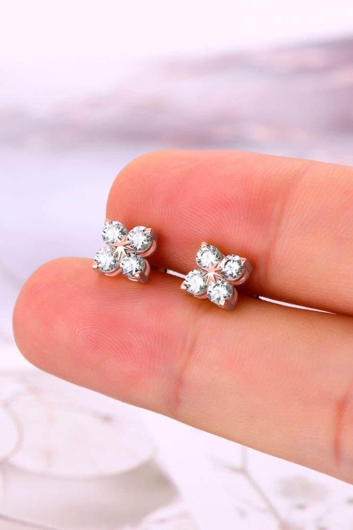 Moissanite 925 Sterling Silver Four-Leaf Clover Shape Earrings-Earrings-Inspired by Justeen-Women's Clothing Boutique in Chicago, Illinois