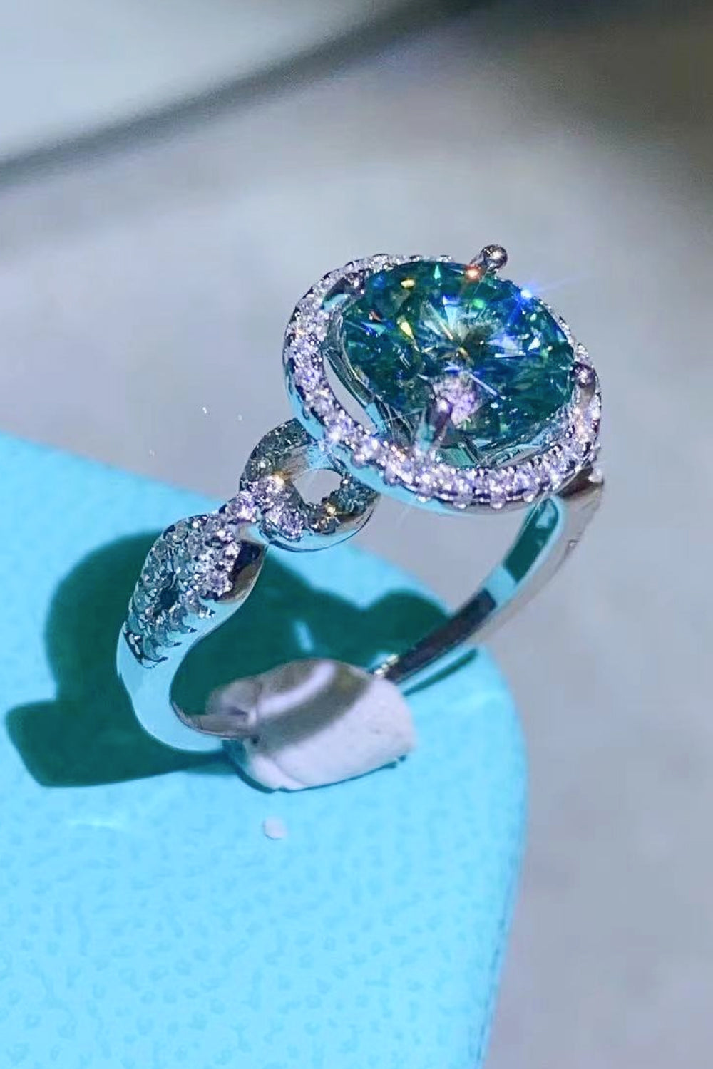 2 Carat Moissanite Emerald Green Ring-Rings-Inspired by Justeen-Women's Clothing Boutique in Chicago, Illinois