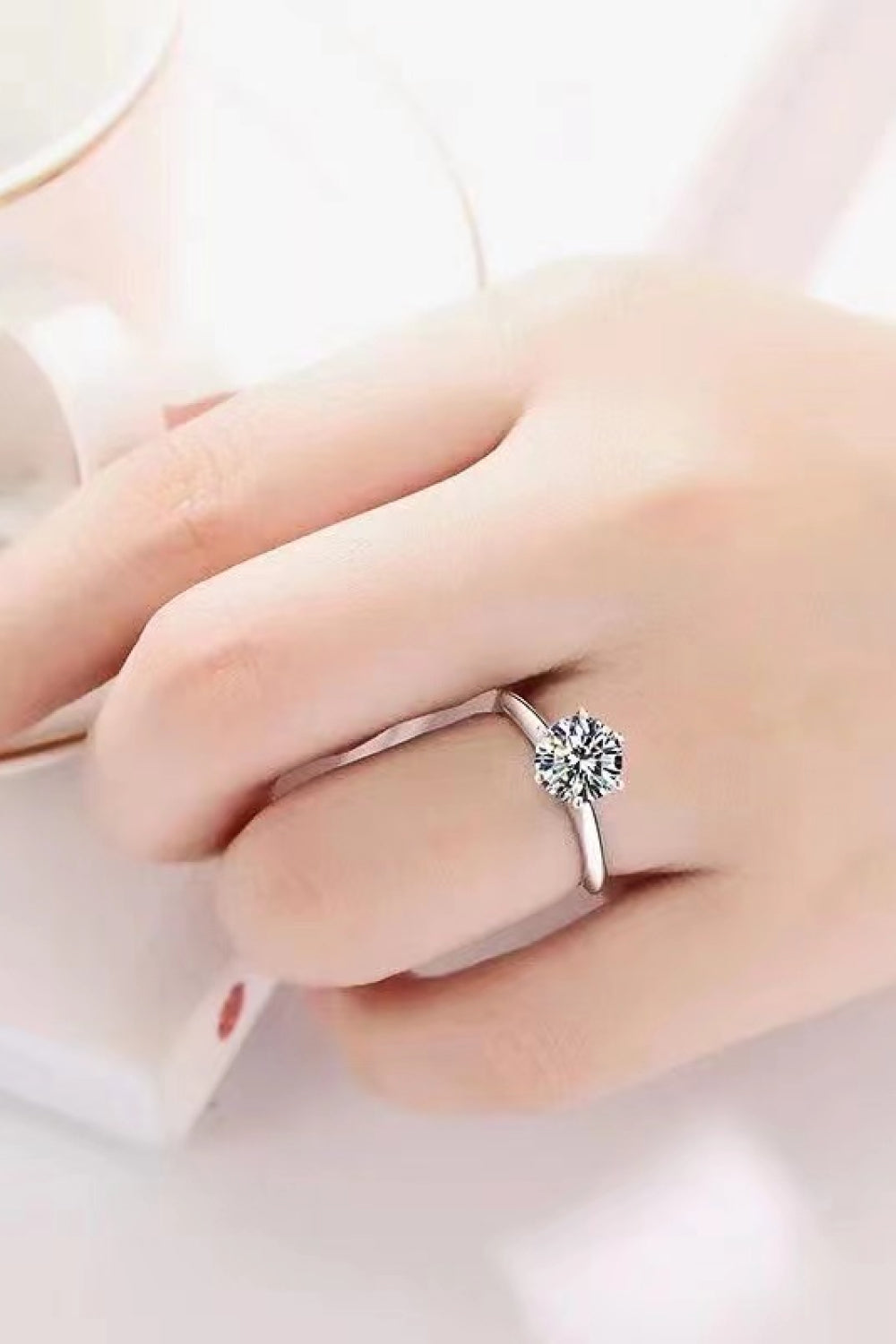 925 Sterling Silver 3 Carat Moissanite 6-Prong Ring-Rings-Inspired by Justeen-Women's Clothing Boutique in Chicago, Illinois
