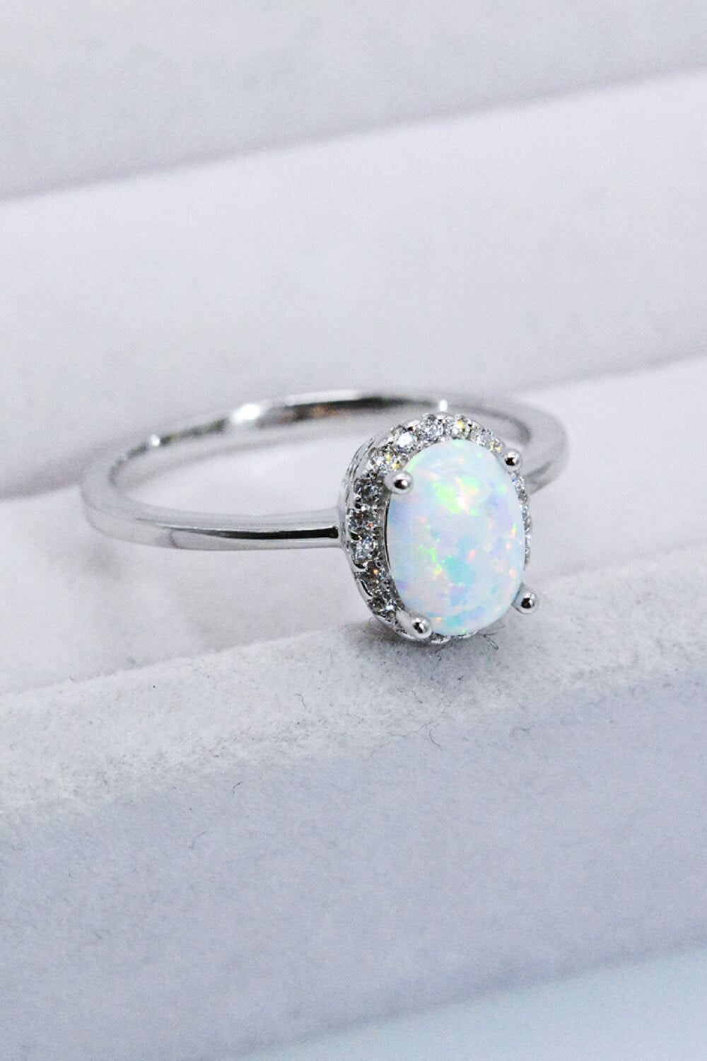925 Sterling Silver 4-Prong Opal Ring-Rings-Inspired by Justeen-Women's Clothing Boutique in Chicago, Illinois
