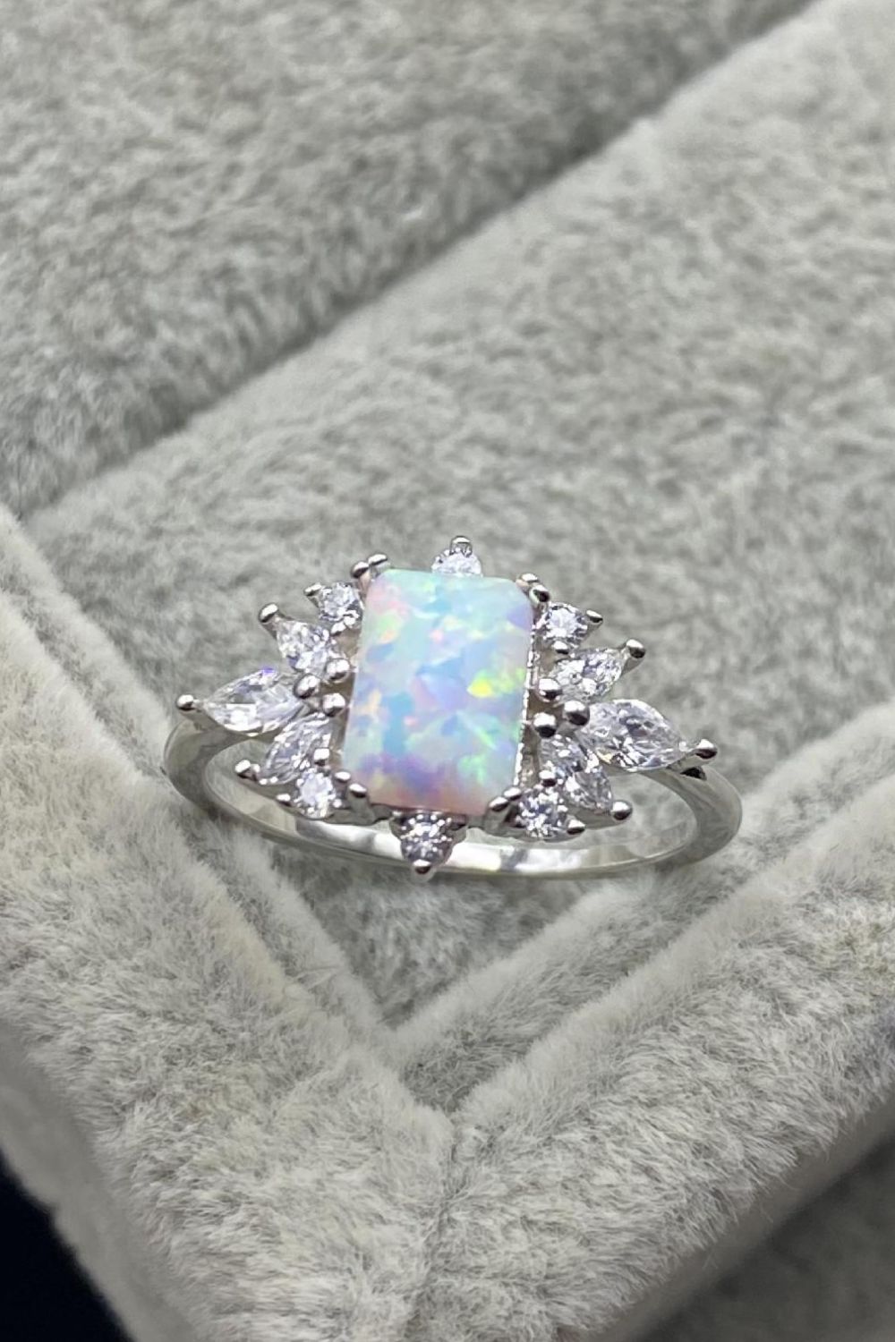 925 Sterling Silver Zircon and Opal Ring-Rings-Inspired by Justeen-Women's Clothing Boutique in Chicago, Illinois