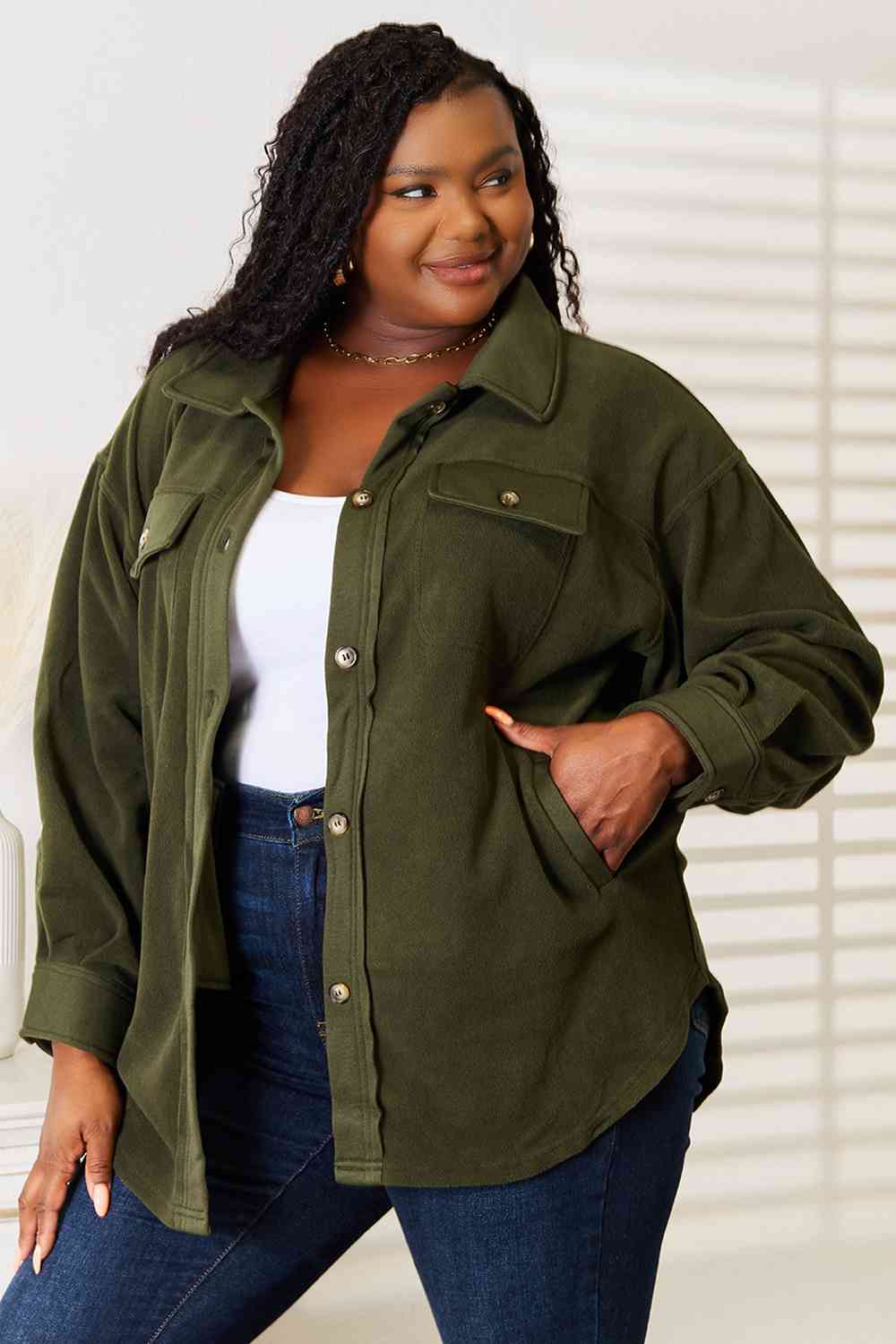 Heimish Cozy Girl Full Size Button Down Shacket-Outerwear-Inspired by Justeen-Women's Clothing Boutique