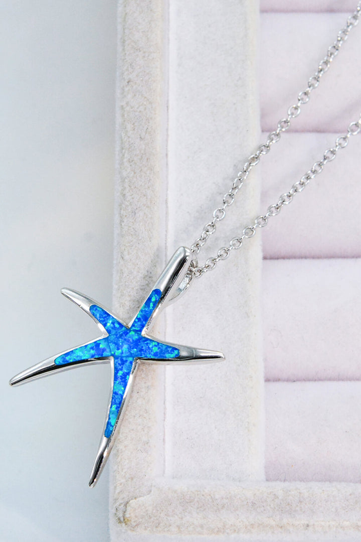 Opal Starfish Pendant Necklace-Necklaces-Inspired by Justeen-Women's Clothing Boutique in Chicago, Illinois