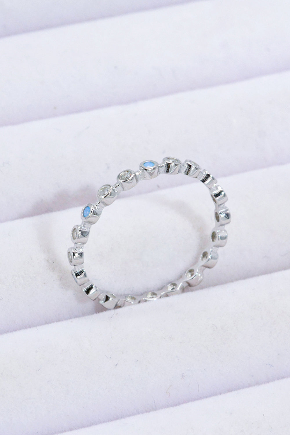 925 Sterling Silver Zircon and Natural Moonstone Ring-Rings-Inspired by Justeen-Women's Clothing Boutique in Chicago, Illinois