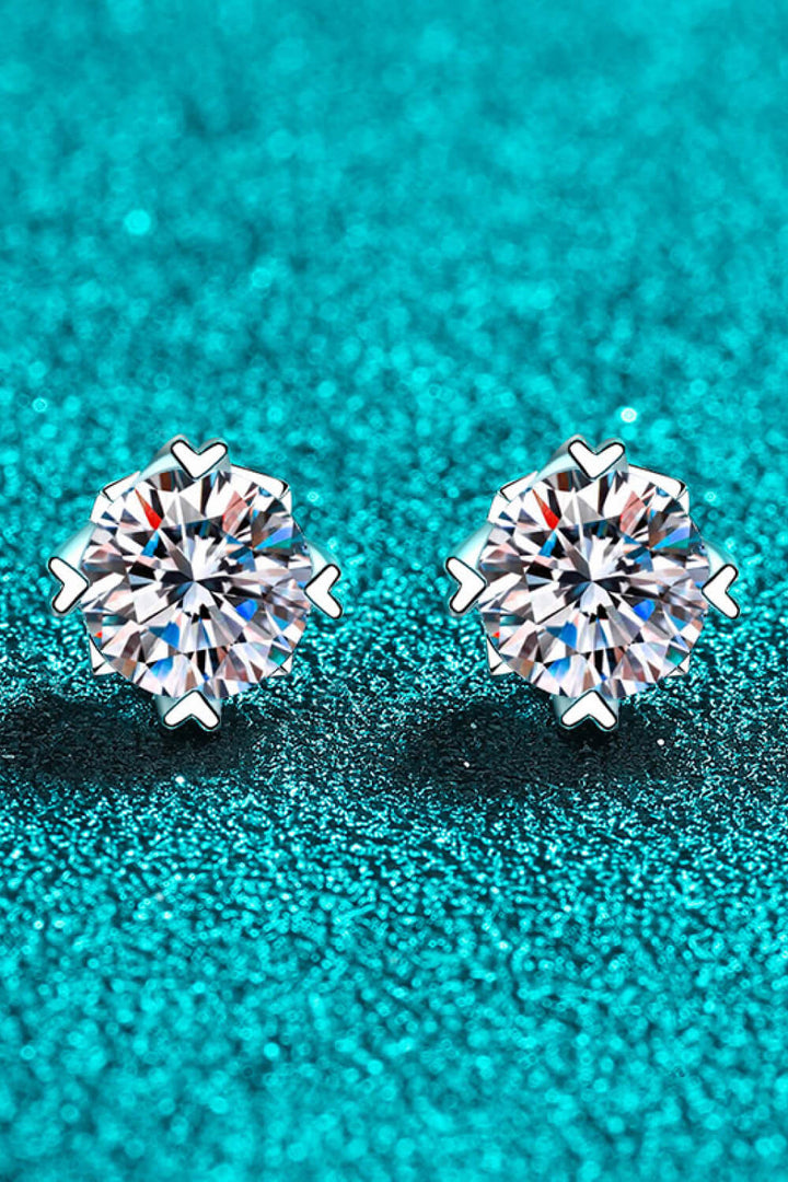 925 Sterling Silver 4 Carat Moissanite Stud Earrings-Earrings-Inspired by Justeen-Women's Clothing Boutique in Chicago, Illinois