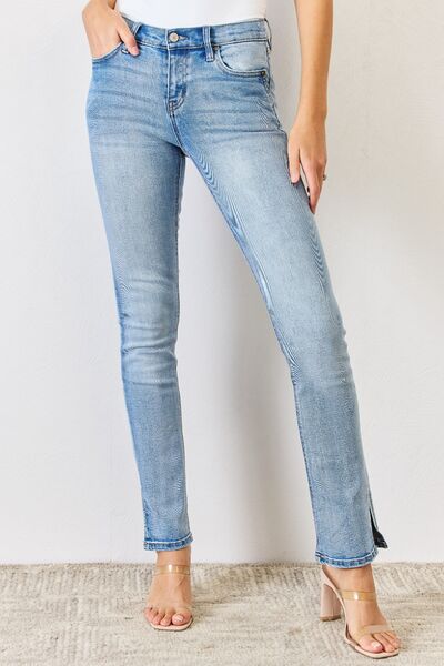 Kancan Full Size Mid Rise Y2K Slit Bootcut Jeans-Denim-Inspired by Justeen-Women's Clothing Boutique in Chicago, Illinois