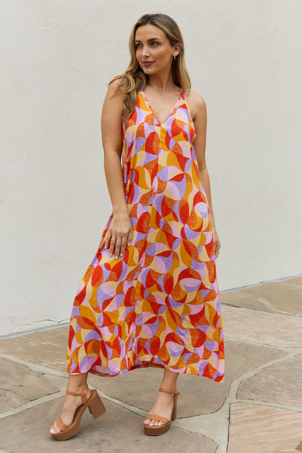 And The Why Full Size Printed Sleeveless Maxi Dress-Dresses-Inspired by Justeen-Women's Clothing Boutique in Chicago, Illinois