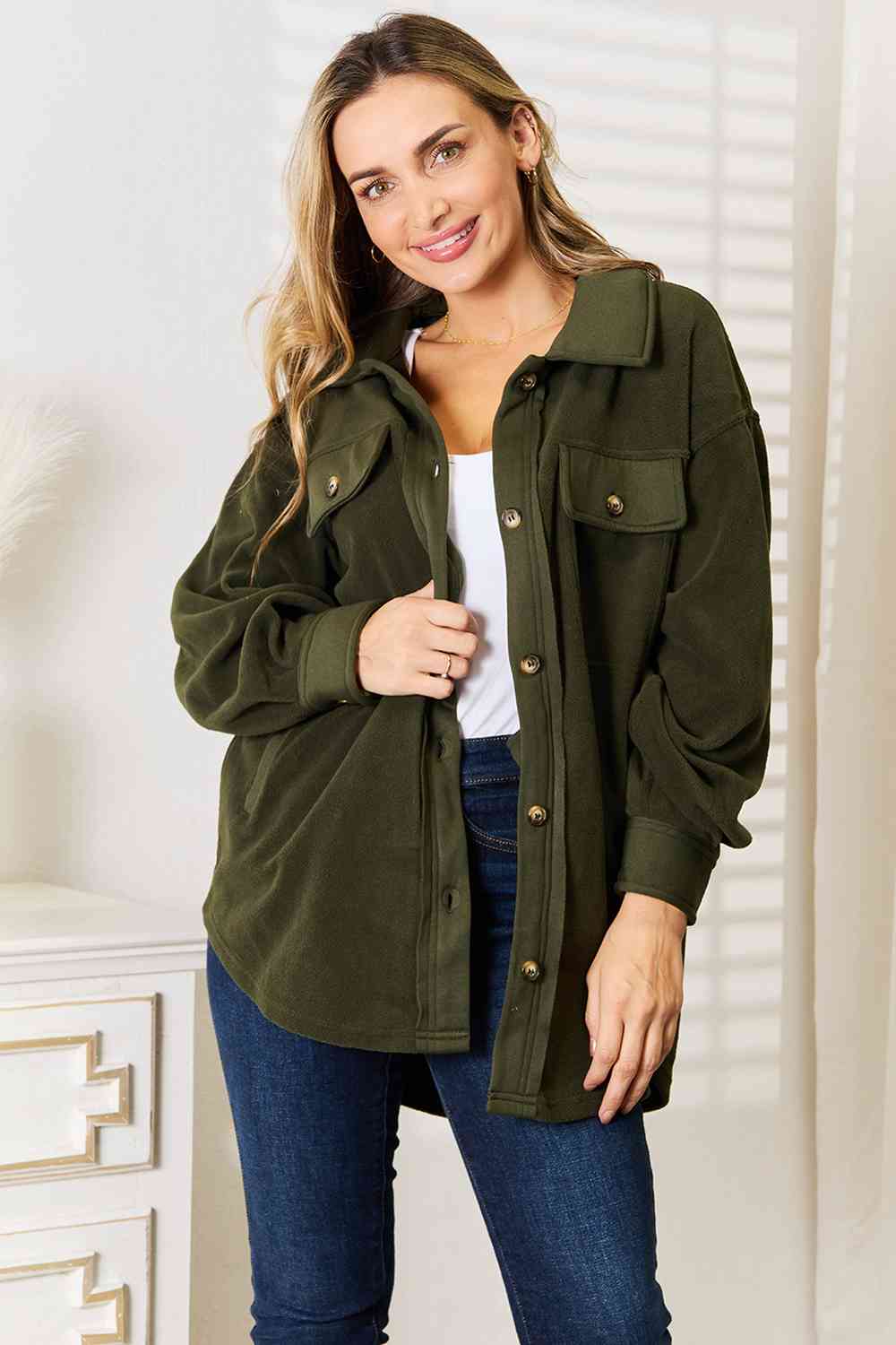 Heimish Cozy Girl Full Size Button Down Shacket-Outerwear-Inspired by Justeen-Women's Clothing Boutique