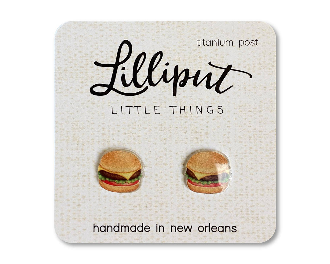 Cheeseburger Stud Earrings-Earrings-Inspired by Justeen-Women's Clothing Boutique in Chicago, Illinois