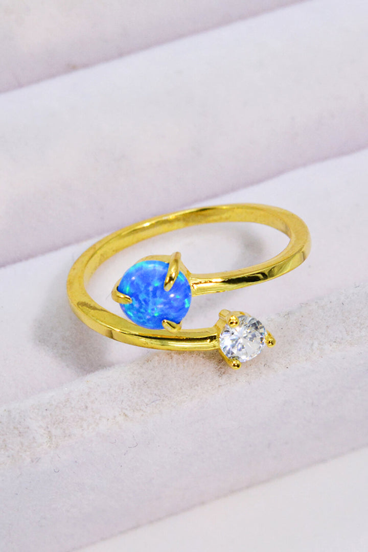 Opal and Zircon Open Ring-Rings-Inspired by Justeen-Women's Clothing Boutique in Chicago, Illinois
