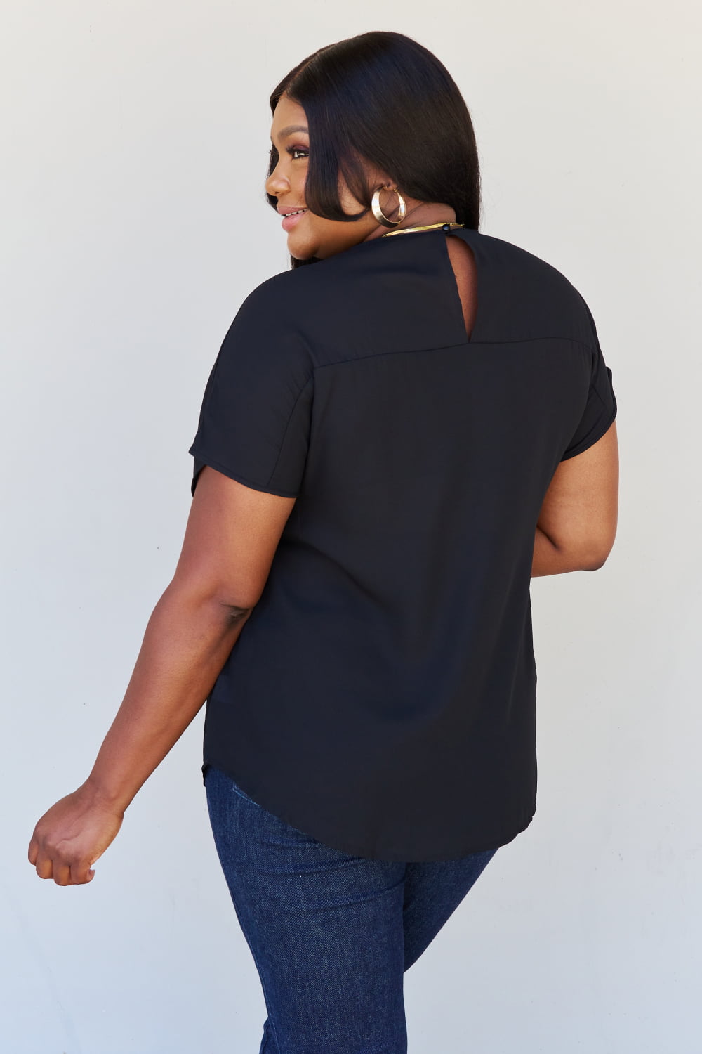 Sew In Love Shine Bright Full Size Center Mesh Sequin Top in Black/Silver-Short Sleeve Tops-Inspired by Justeen-Women's Clothing Boutique in Chicago, Illinois
