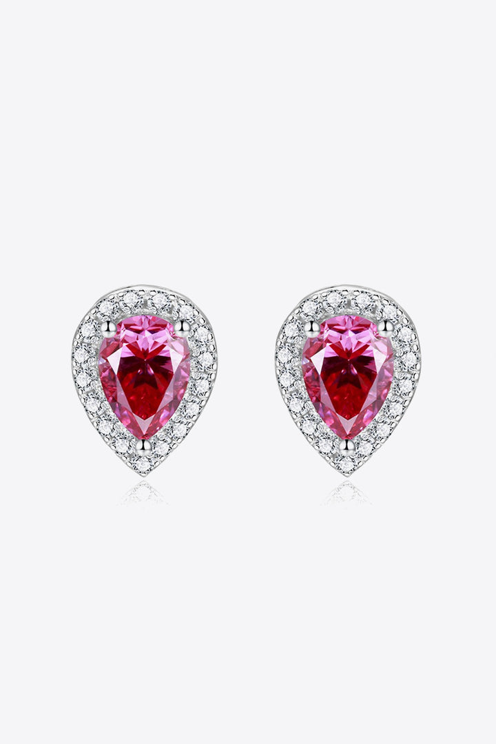 2 Carat Moissanite Teardrop Stud Earrings in Rose-Earrings-Inspired by Justeen-Women's Clothing Boutique