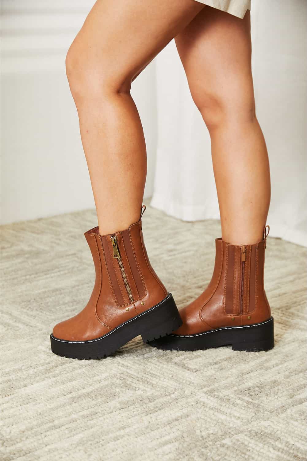 Forever Link Side Zip Platform Boots-Shoes-Inspired by Justeen-Women's Clothing Boutique in Chicago, Illinois