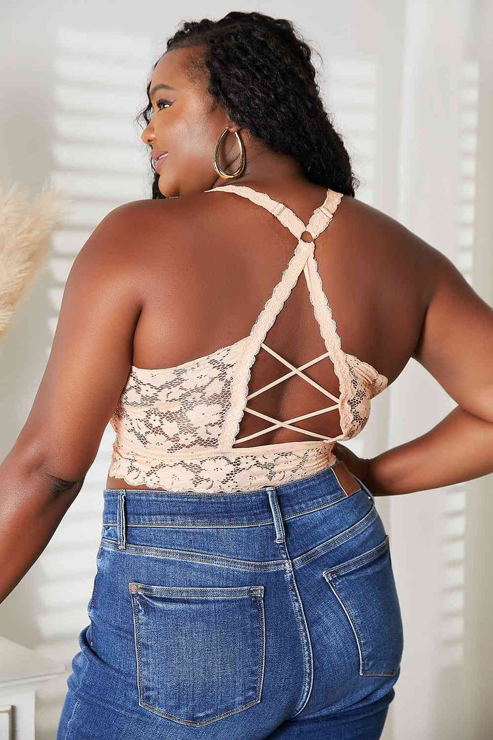 JadyK Juliette Full Size Crisscross Lace Bralette-Bralettes-Inspired by Justeen-Women's Clothing Boutique in Chicago, Illinois