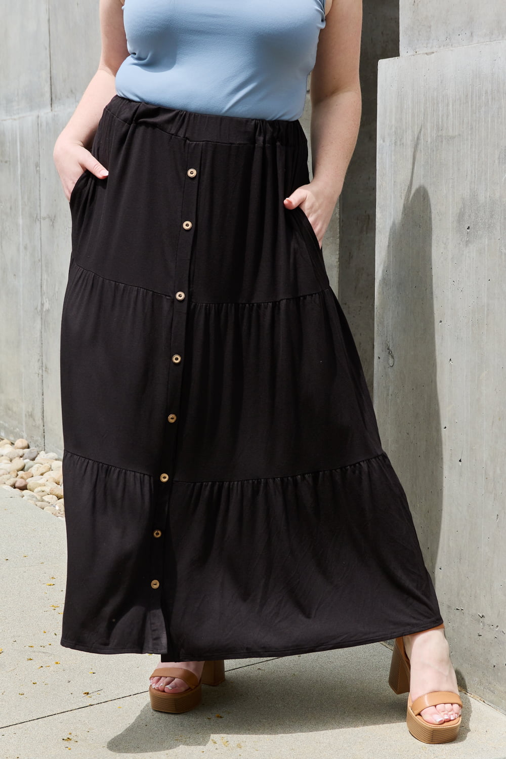 Heimish So Easy Full Size Solid Maxi Skirt-Skirts-Inspired by Justeen-Women's Clothing Boutique in Chicago, Illinois
