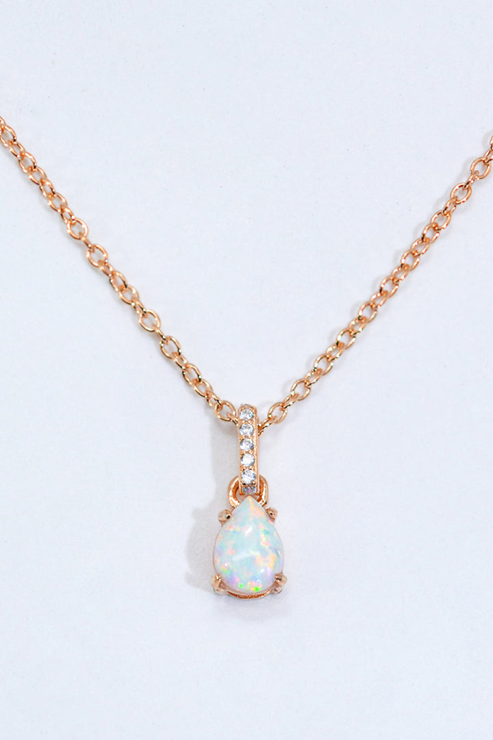 Opal Pendant 925 Sterling Silver Chain-Link Necklace-Necklaces-Inspired by Justeen-Women's Clothing Boutique in Chicago, Illinois