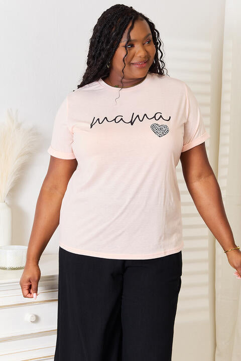 Simply Love MAMA Heart Graphic T-Shirt-Short Sleeve Tops-Inspired by Justeen-Women's Clothing Boutique in Chicago, Illinois