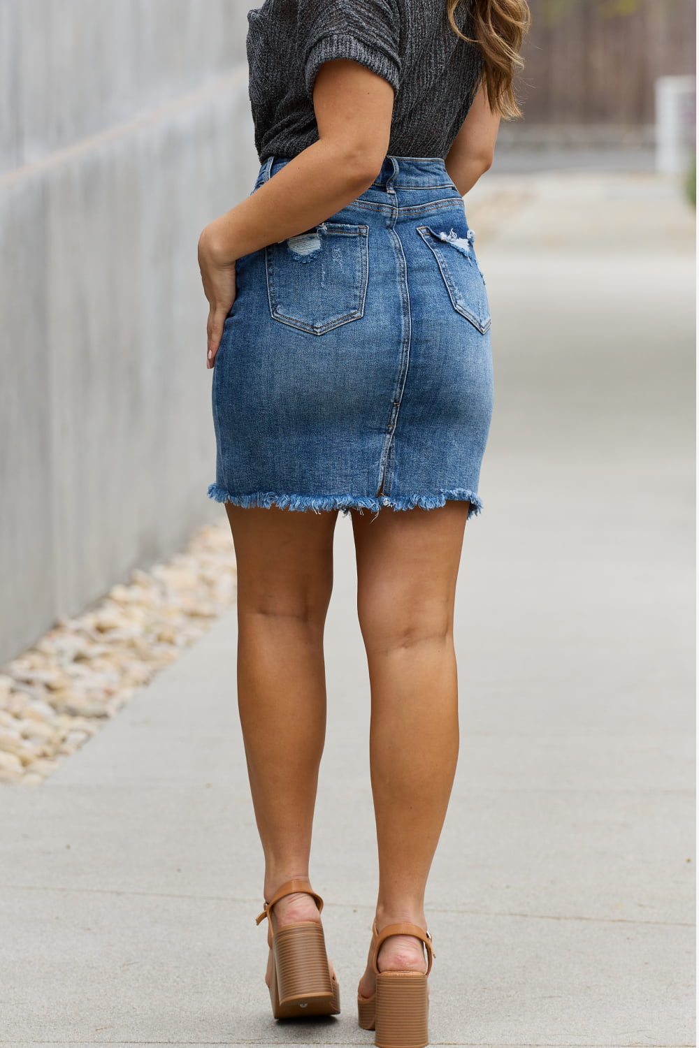 RISEN Amelia Full Size Denim Mini Skirt-Skirts-Inspired by Justeen-Women's Clothing Boutique in Chicago, Illinois
