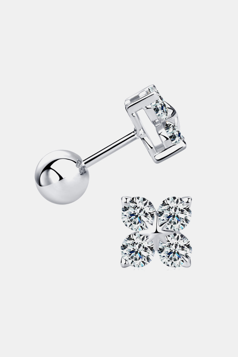 Moissanite 925 Sterling Silver Four-Leaf Clover Shape Earrings-Earrings-Inspired by Justeen-Women's Clothing Boutique in Chicago, Illinois
