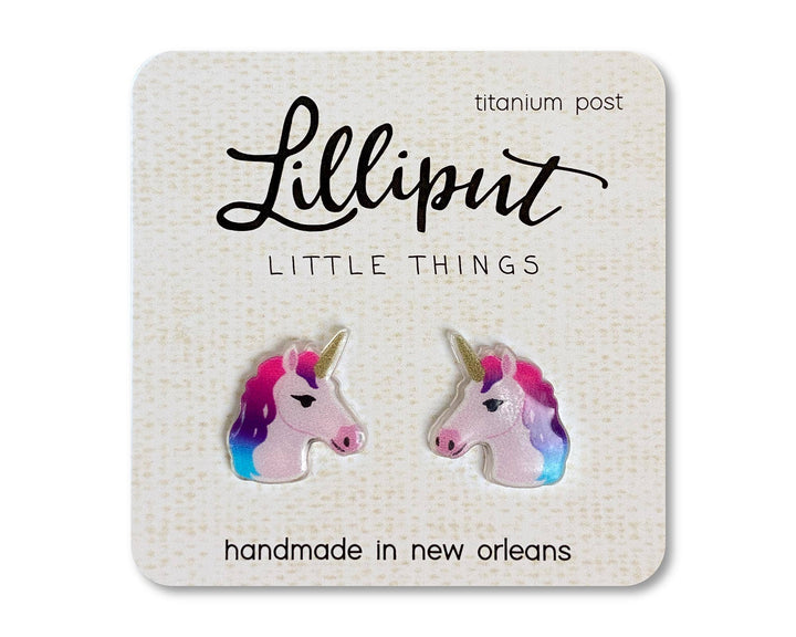 Rainbow Unicorn Stud Earrings-Earrings-Inspired by Justeen-Women's Clothing Boutique in Chicago, Illinois