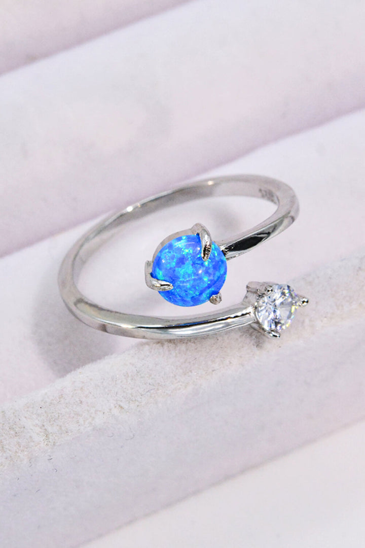 Opal and Zircon Open Ring-Rings-Inspired by Justeen-Women's Clothing Boutique in Chicago, Illinois