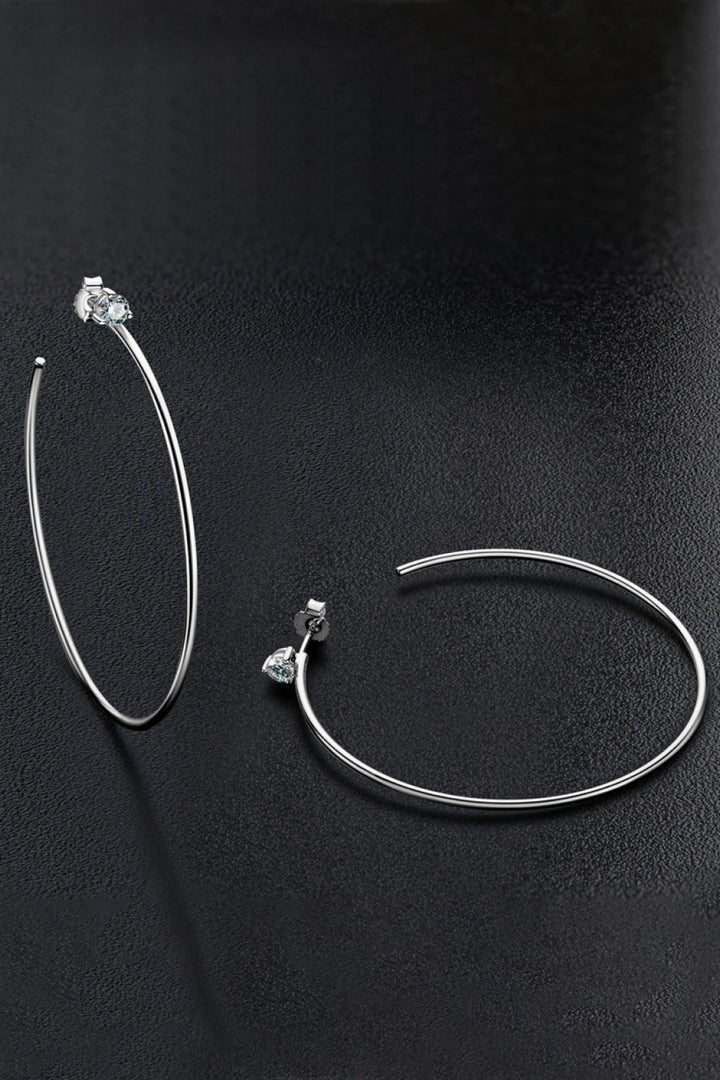 925 Sterling Silver Moissanite Hoop Earrings-Earrings-Inspired by Justeen-Women's Clothing Boutique in Chicago, Illinois