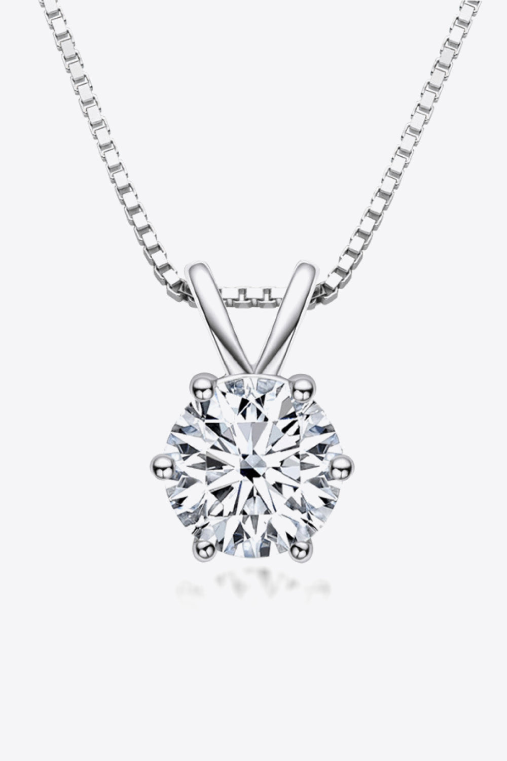 925 Sterling Silver 1 Carat Moissanite Pendant Necklace-Necklaces-Inspired by Justeen-Women's Clothing Boutique in Chicago, Illinois