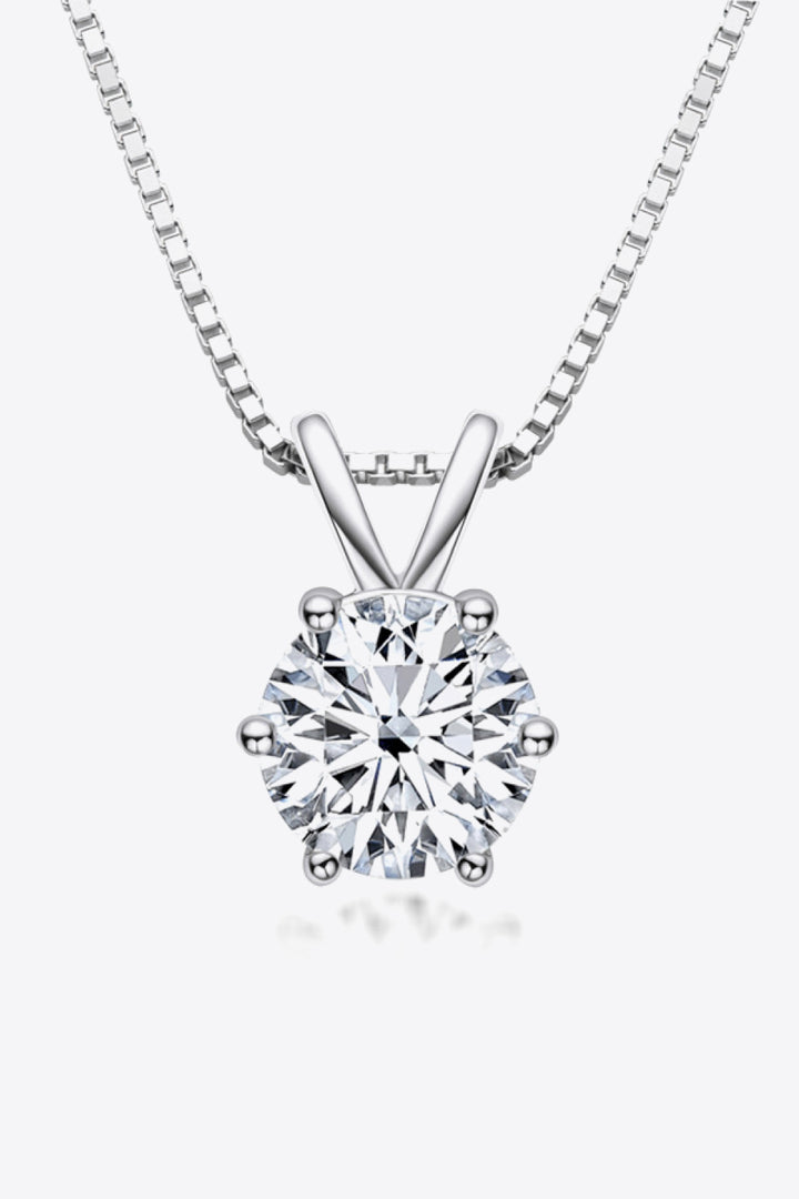 925 Sterling Silver 1 Carat Moissanite Pendant Necklace-Necklaces-Inspired by Justeen-Women's Clothing Boutique in Chicago, Illinois