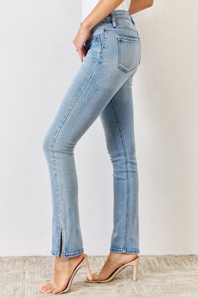 Kancan Full Size Mid Rise Y2K Slit Bootcut Jeans-Denim-Inspired by Justeen-Women's Clothing Boutique