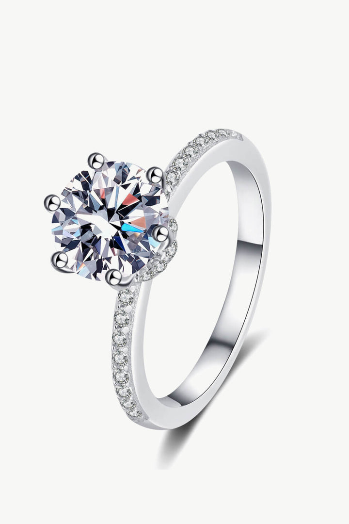 925 Sterling Silver 2 Carat Moissanite Ring-Rings-Inspired by Justeen-Women's Clothing Boutique in Chicago, Illinois