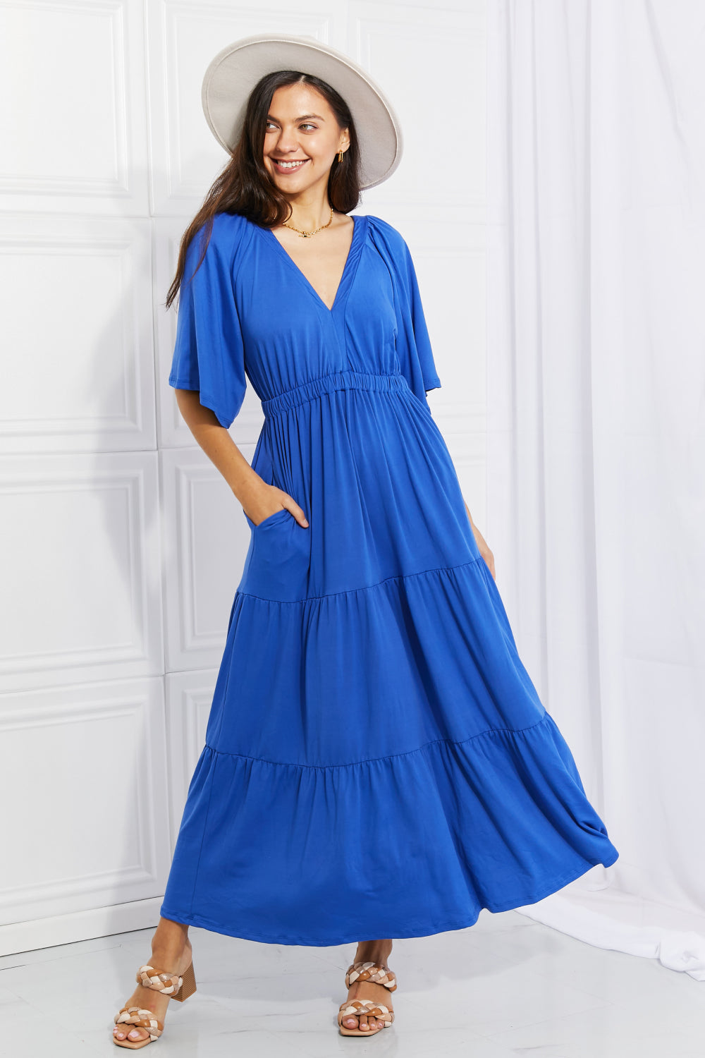 Culture Code Full Size My Muse Flare Sleeve Tiered Maxi Dress-Dresses-Inspired by Justeen-Women's Clothing Boutique in Chicago, Illinois