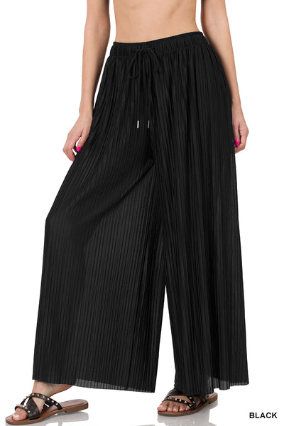 Jasmine Pleated Wide Leg Pants, Black-Pants-Inspired by Justeen-Women's Clothing Boutique in Chicago, Illinois