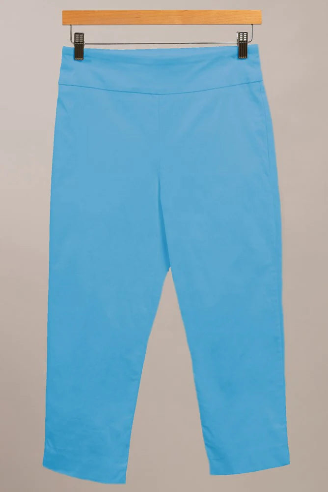 Straight Leg Millenium Eric Capri, Cyan Blue-Pants-Inspired by Justeen-Women's Clothing Boutique in Chicago, Illinois