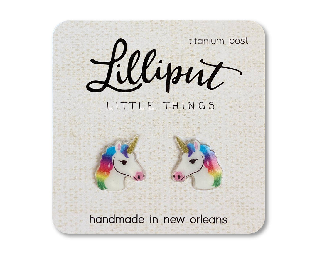 Rainbow Unicorn Stud Earrings-Earrings-Inspired by Justeen-Women's Clothing Boutique in Chicago, Illinois