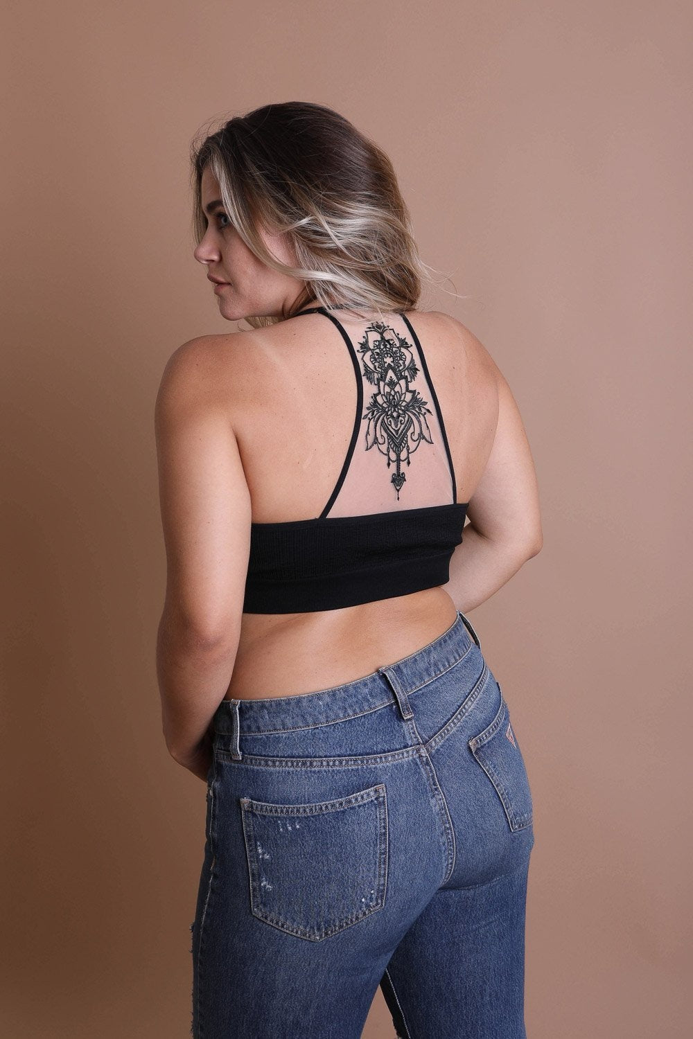 Plus Size Tattoo Back Bralette-Bralettes-Inspired by Justeen-Women's Clothing Boutique in Chicago, Illinois